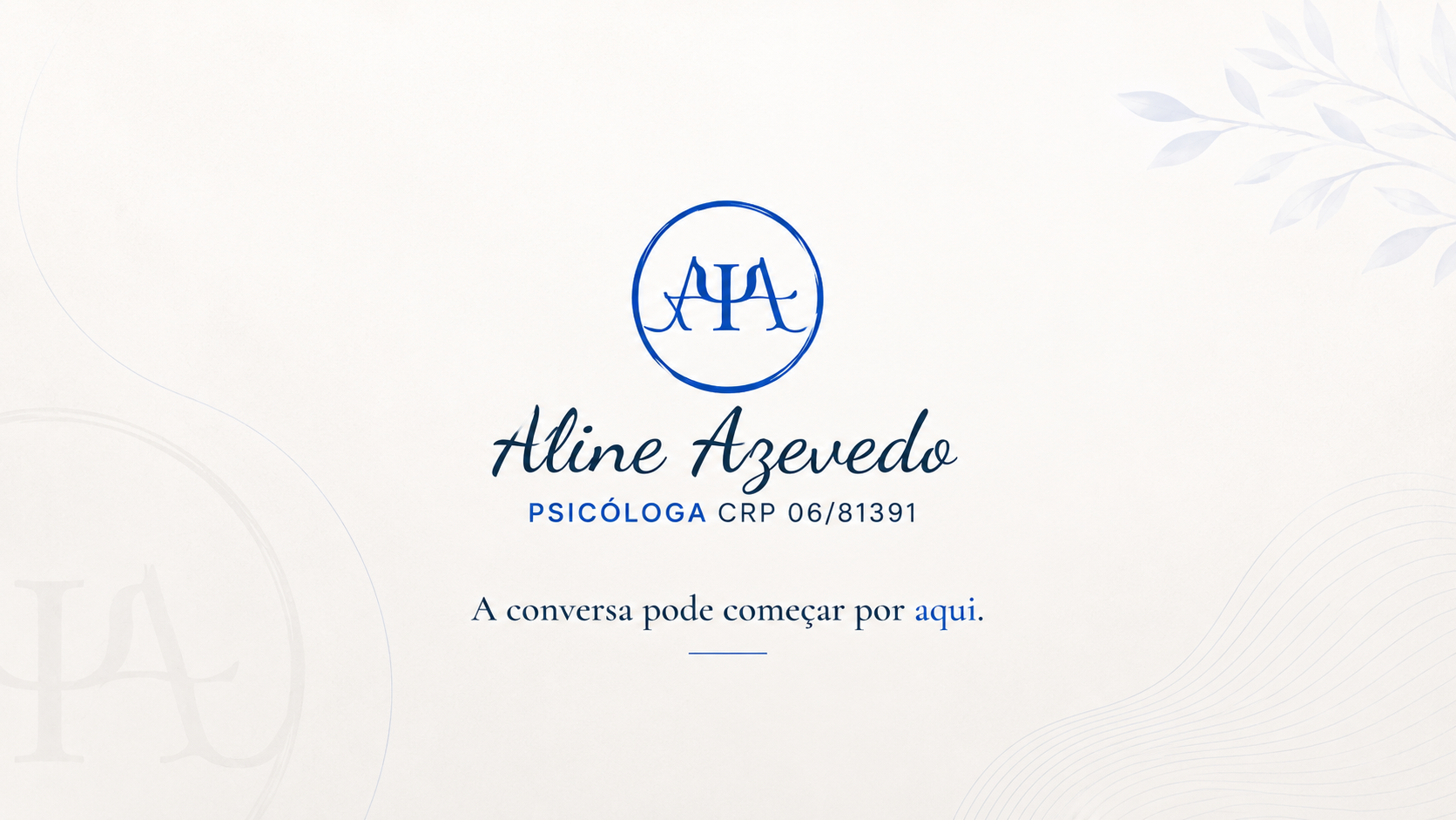 Capa do vídeo da psicóloga Aline Azevedo
